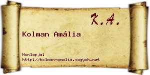 Kolman Amália névjegykártya